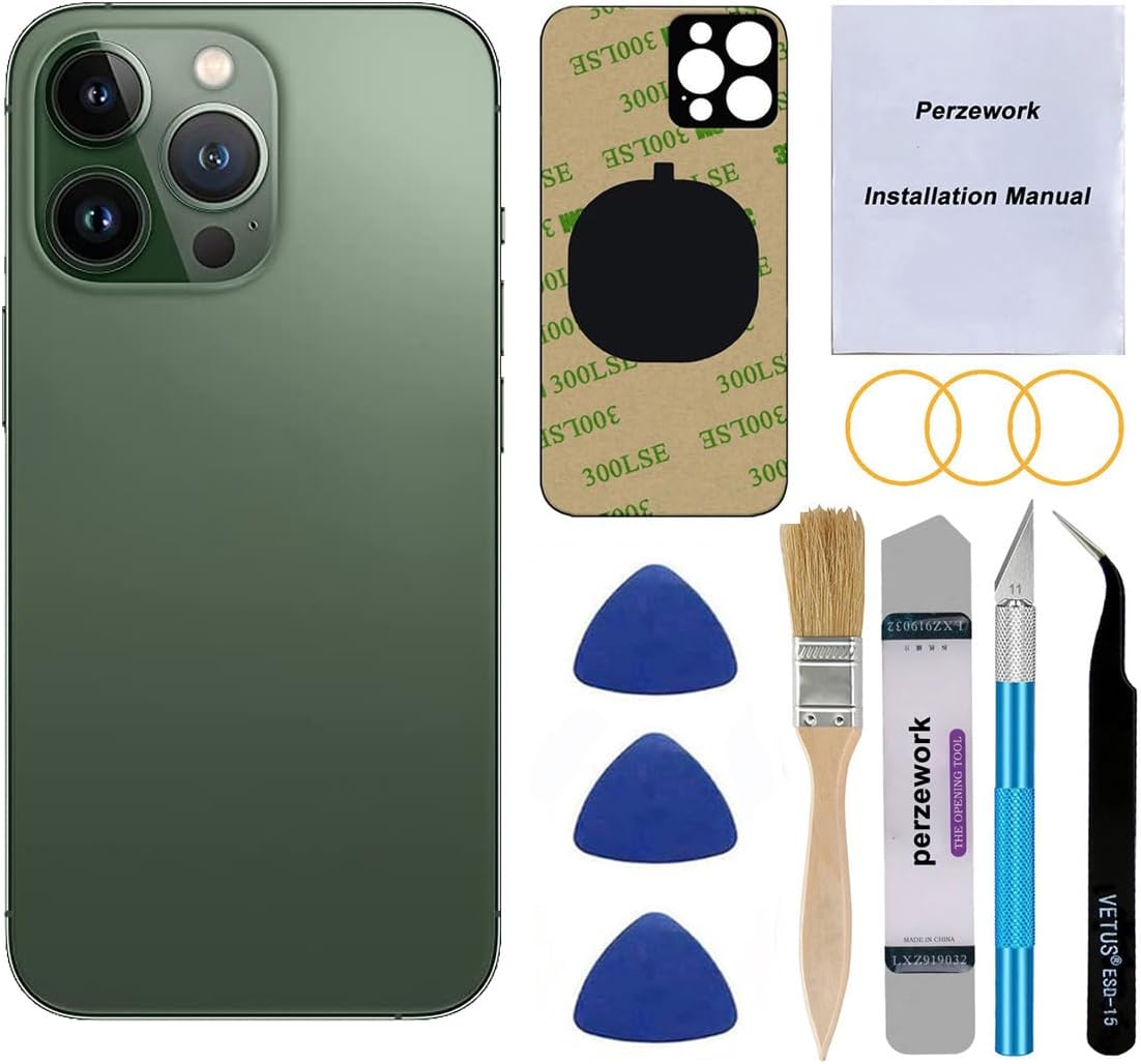 Rear Back Glass Replacement for iPhone 13 pro 6.1 inch All Carriers with Professional Repair Tool Kits (Alpine Green)