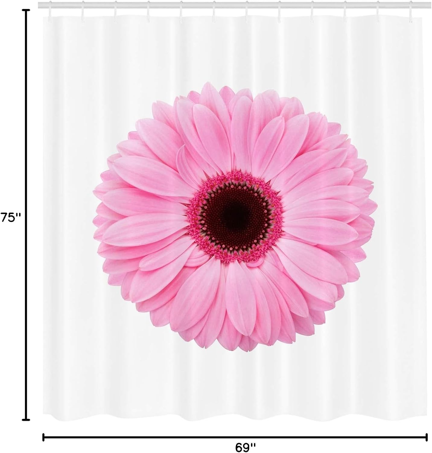 Ambesonne Pink and White Shower Curtain, Classic Gerbera Daisy Garden Plants of Spring Growth Single Flower, Cloth Fabric Bathroom Decor Set with Hooks, 69" W x 75" L, Pale Pink