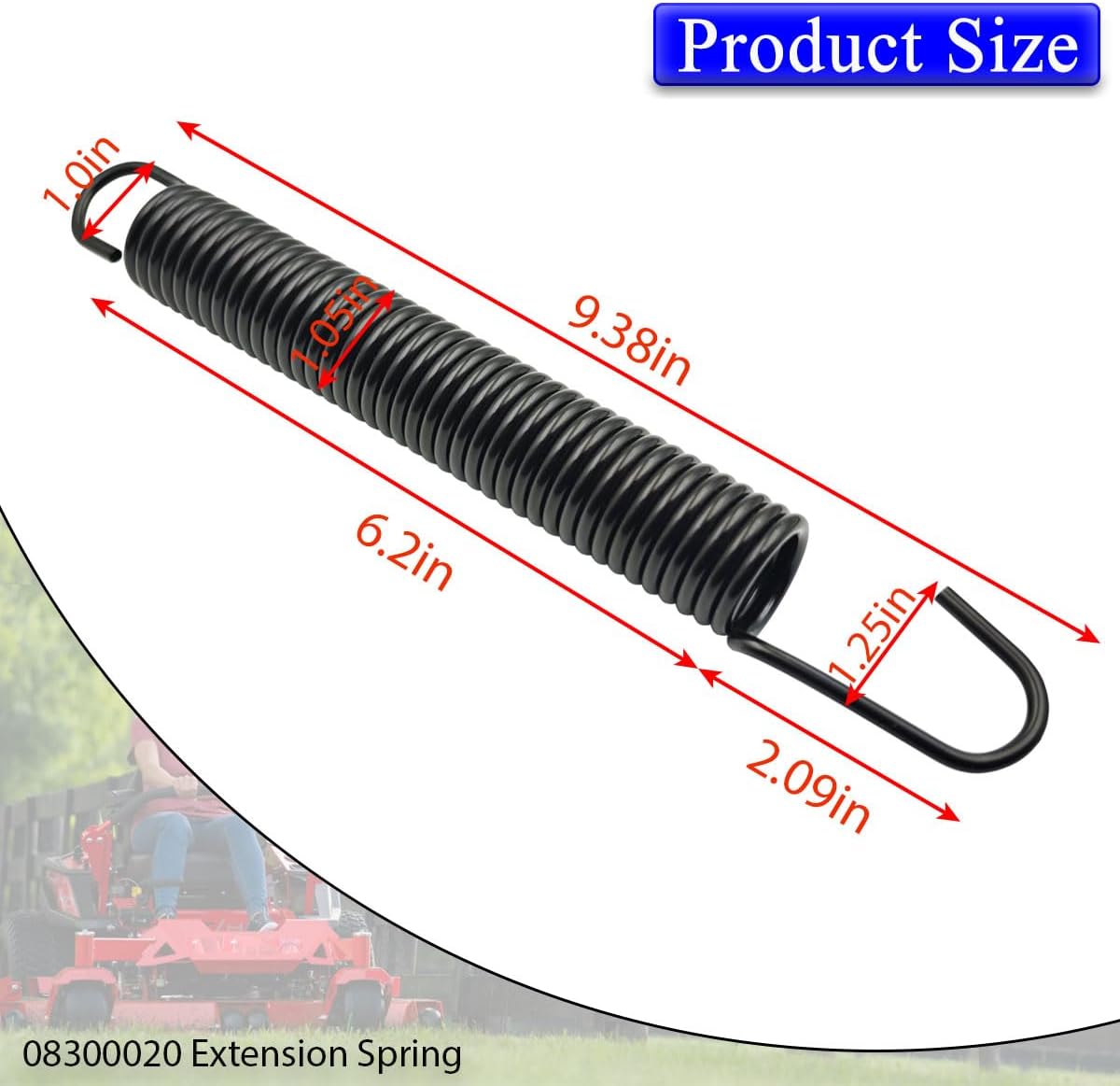 08300020 Extension Spring - Compatible with Ariens Gravely ZT XL/ZT/Zoom XL/HVZ, EverRide Yellow Jacket, Great Dane Zero-Turn Mower