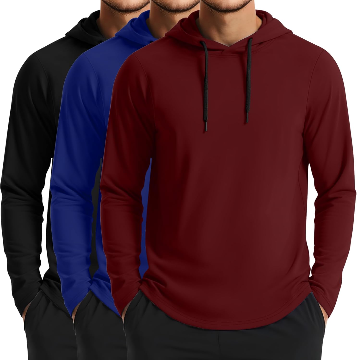 3 Pack Mens Big and Tall Hoodies Pullover Loose Fit Casual Athletic Long Sleeve Hooded Sweatshirts