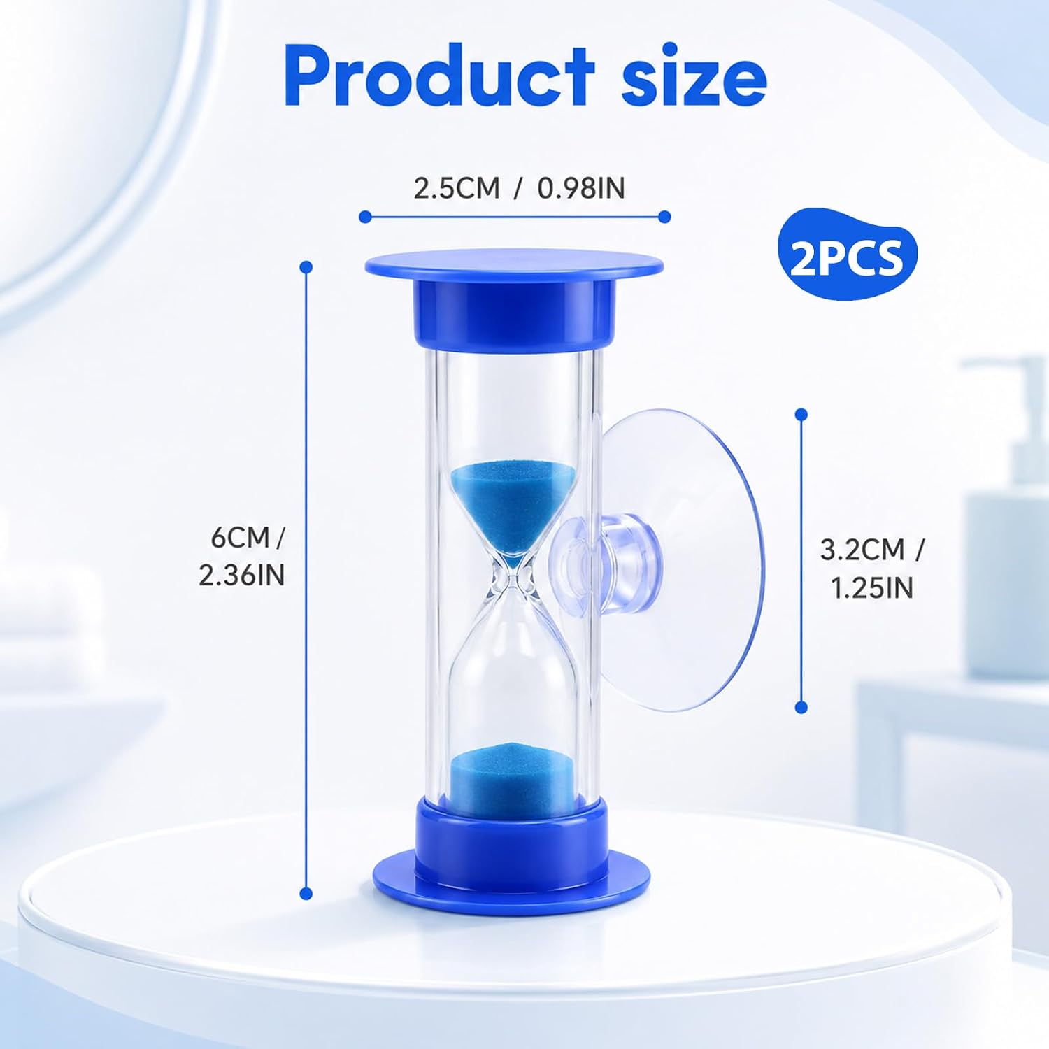 2 Minute Sand Timer with Suction Cup, Hourglass Tooth Brushing Timer