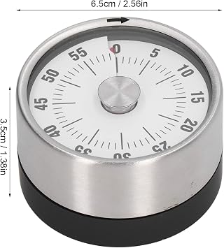 Mechanical Timer, Magnetic Kitchen Timer, 60 Minute Countdown Timer Visual Timer for Cooking, Baking, Working, Classroom, Time Management Tool with Alarm Sound & Stainless Steel