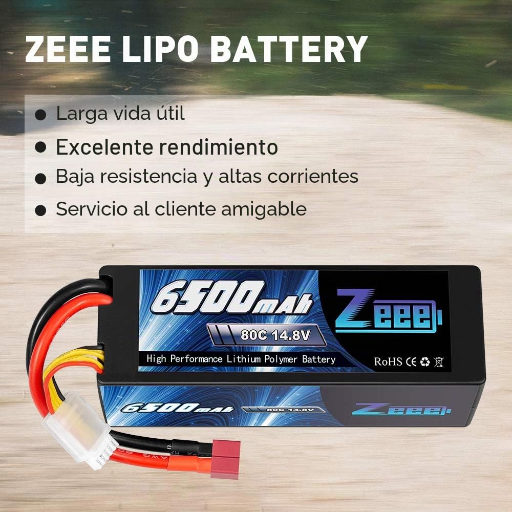 Zeee 4S Lipo 14.8V 80C 6500mAh RC Batería Hardcase con Conector T