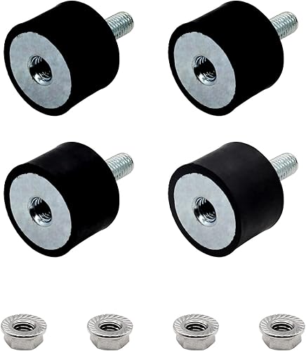 Paquete de 4 soportes aisladores de goma M8, pernos de goma, amortiguadores antivibraciones, soportes aisladores de rosca macho, soporte cilíndrico