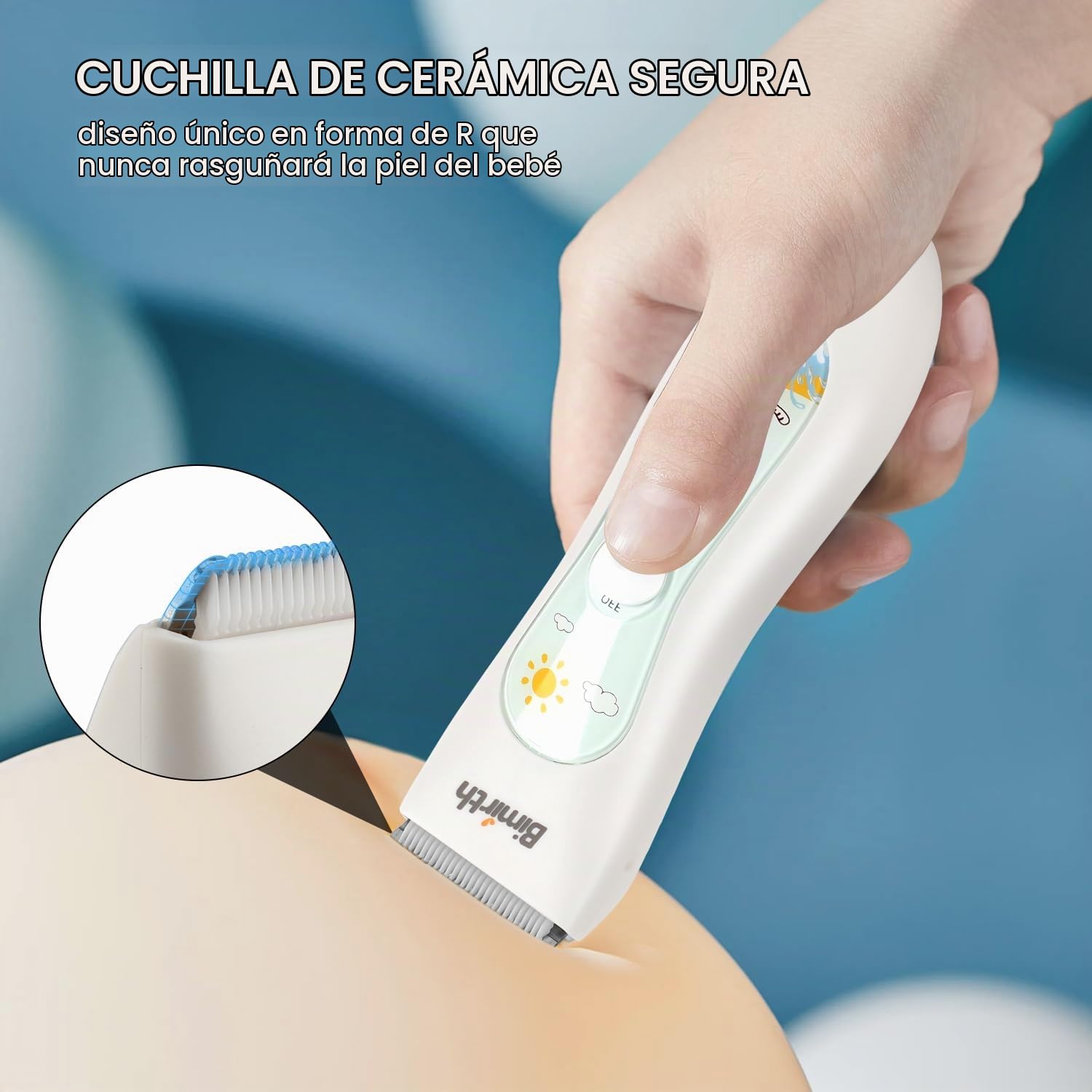 Bimirth Maquina Cortar Pelo para Bebe, Cortapelos Silencioso para Niños, en Bolsa para Fácil Almacenamiento, Recargable por USB, Resistente al Agua, 3 Peines Guía, con Safe Ceramic Blade (With Bag)