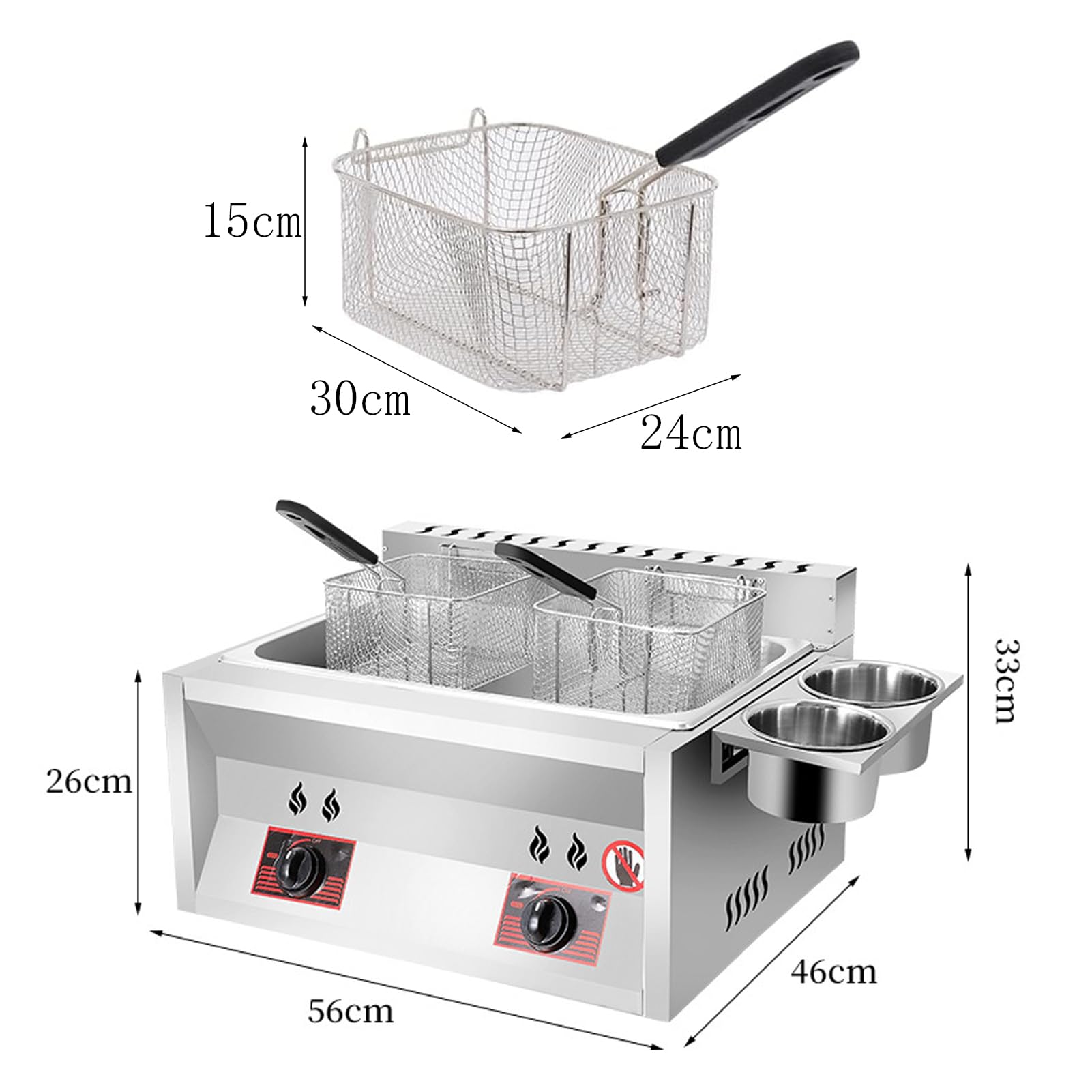 Freidora De Gas Profesional, Alta Salida De Calorfreidora Profesional para Restaurantes Comerciales Y Cocina DoméStica Freidora De Acerocon Cesta