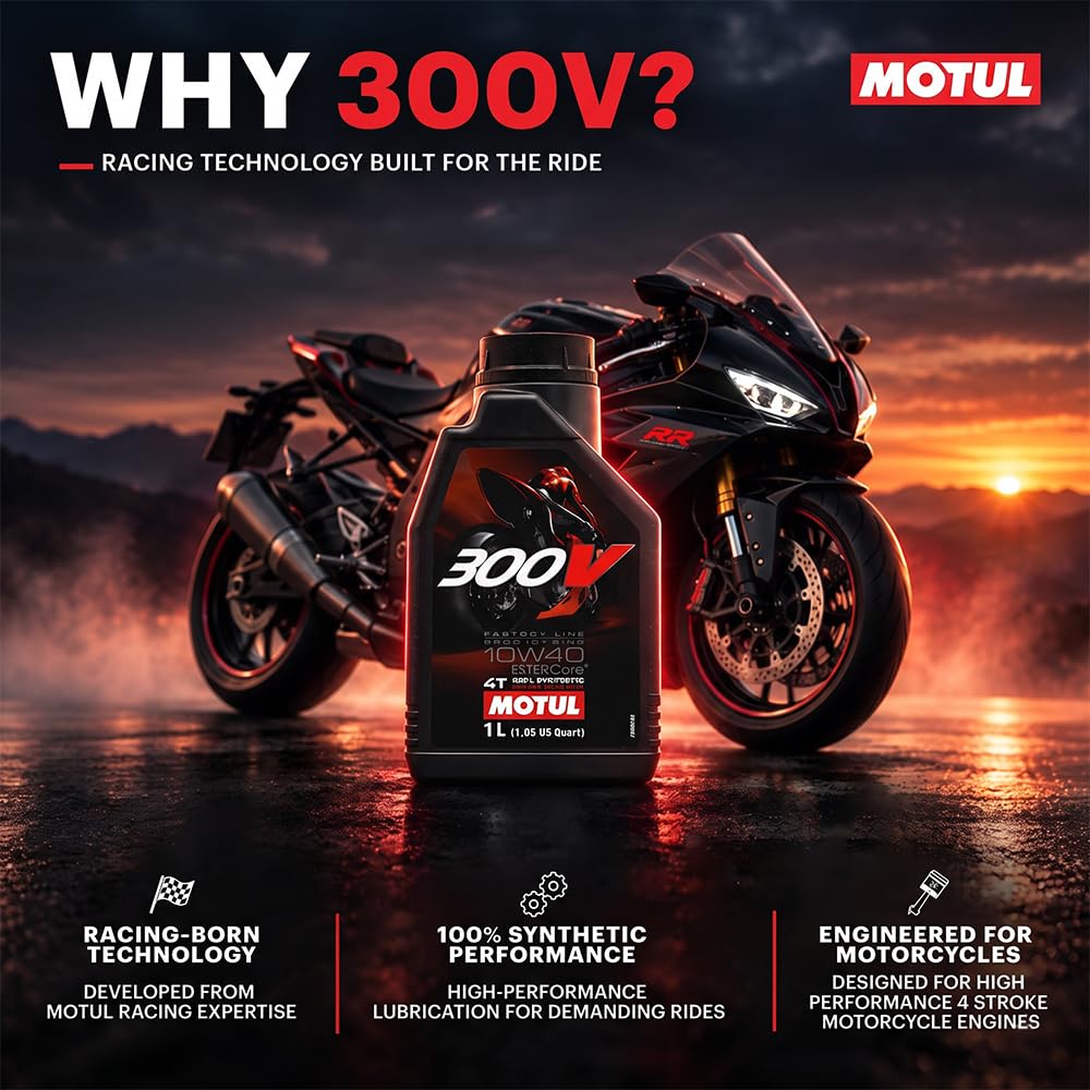 Amazon.com: Motul 300V Factory Line Road Racing 15W50 4T Synthetic