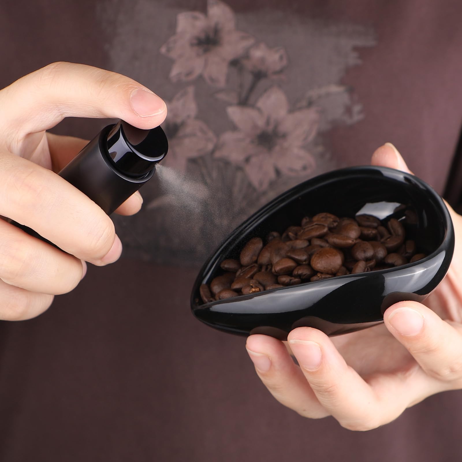Kaffeebohnen-Dosierbecher und Sprühflasche Set – Keramik-Espresso-Zubehör-Set, 8 ml statisch reduzierender Sprüher für Camping, Fitnessstudio, Heimgebrauch, Barista-zugelassene Dosierwerkzeuge