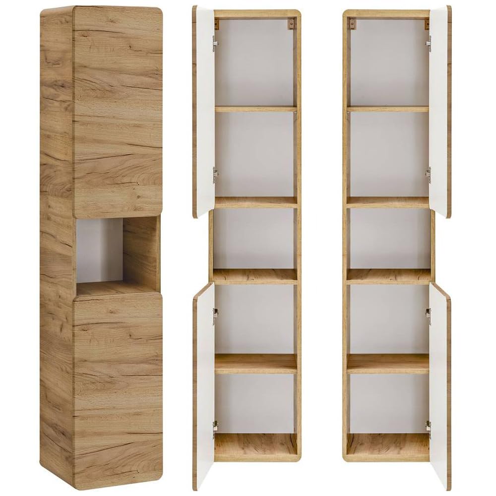 Lomadox Badmöbel Waschtisch Set LUTON-56-CRAFT in Wotan Eiche Nb., B/H/T ca. 130/200/46 cm