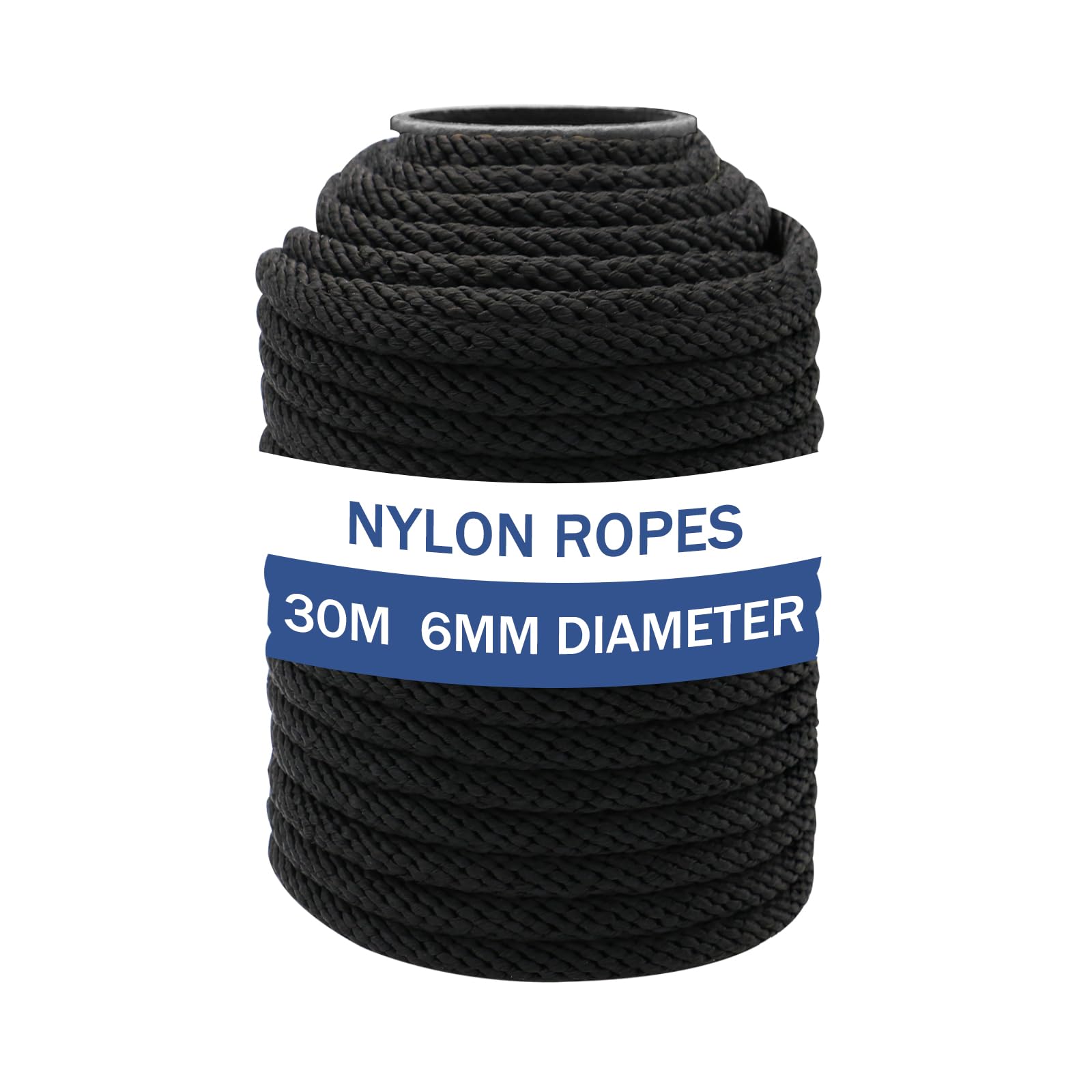 NQ 8mm Dia x 30 Meters Nylon Rope(Black), 8mm x 30M