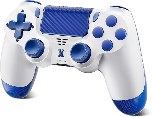 Jeifhxu Wireless Controller for PS-4, Upgraded Controller Wireless for PS-4/Slim/PC, Bluetooth Gamepad Joystick with Dual Vibration/Touch Panel/ 3.5mm Audio Jack/Six-Axis/Ergonomic(Blue) - 1