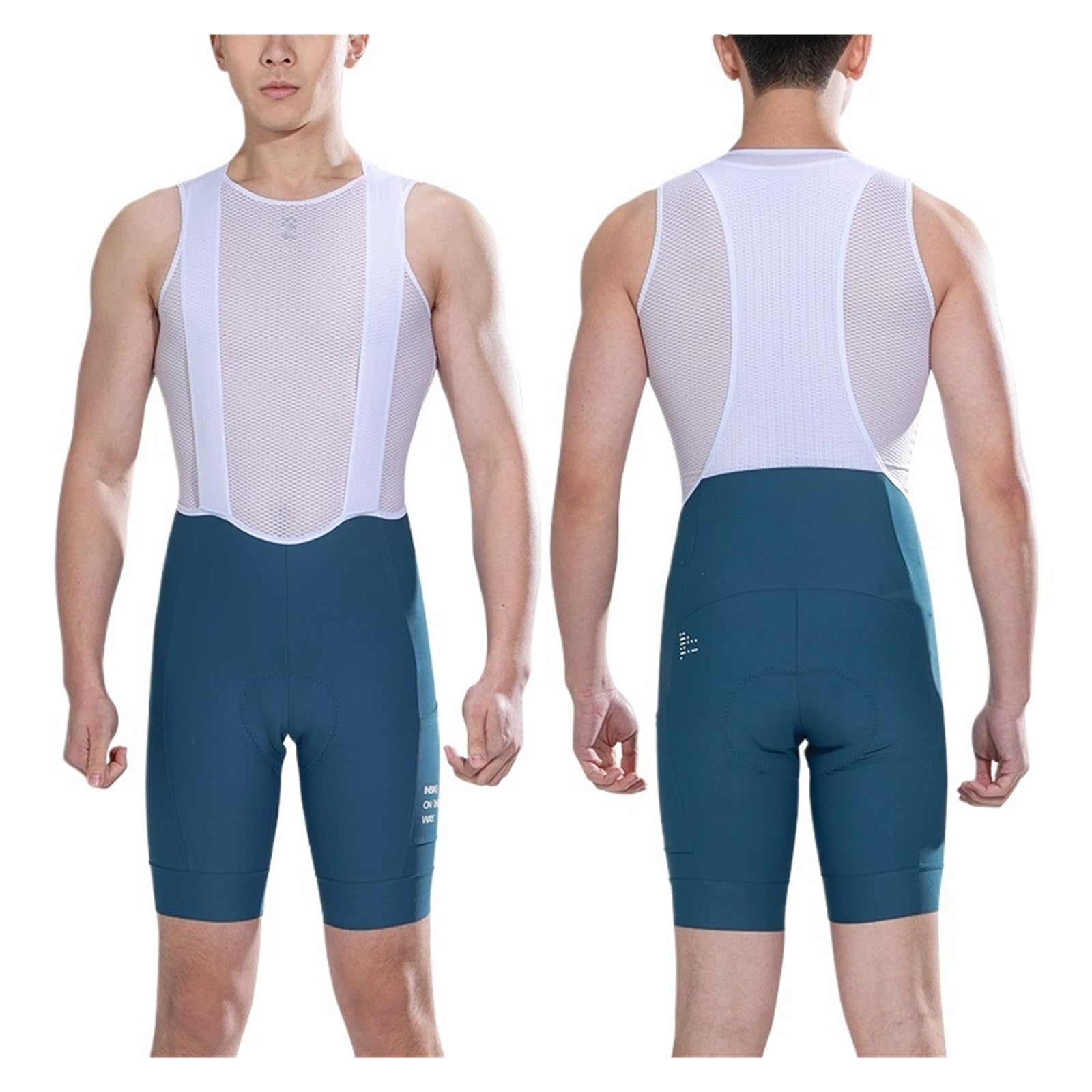 Bicicleta Pantalones Cortos Pantalones Cortos de Ciclismo Verano con Tirantes y Acolchado 3D for Hombre, Pantalones for Bicicleta montaña, for Carretera Bolsillo(Blue,M-EU)