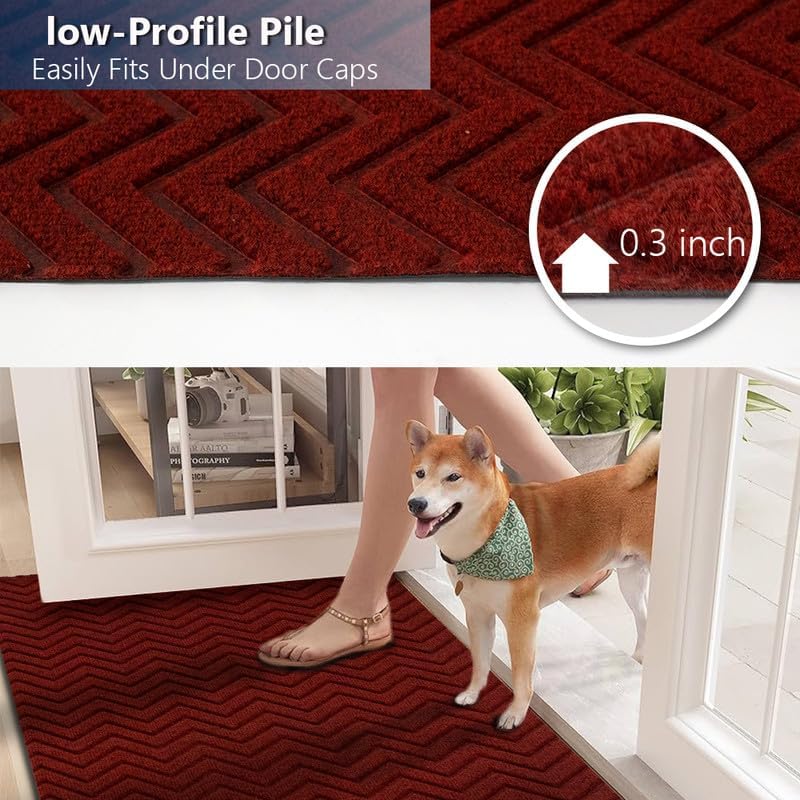 Petgrow Heavy Duty Hallway Runner Rug 2FTX6FT,Custom Size PVC Backed Non-Slip Area Rugs Runner,Outdoor Indoor Carpet Door Mat for Floor Entryway,Kitchen Laundry Balcony Garage,Red - Image 4