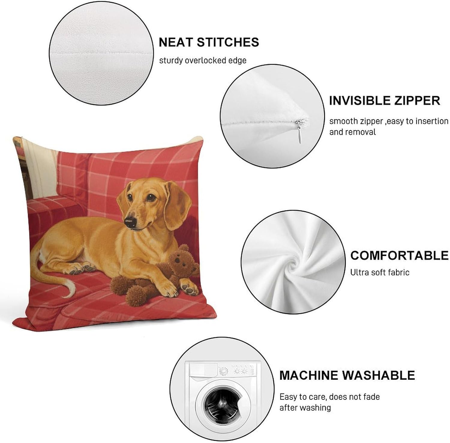 Dachshund Weiner Pet Dog Square Cushion Cover image 3
