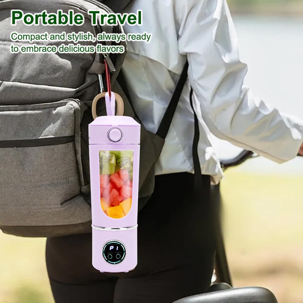 Frullatore Portatile Smoothie Maker, 700 ml Mini Frullatore Portatile Elettrico con 12 coltelli,Frullatore Personale con Batteria USB Ricaricabile Ideale per Smoothie Frullati Frutta e Verdura (Viola)