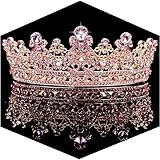 TOBATOBA Pink Crown Pink Tiara Crystal Princess Tiaras for Women Rhinestone Royal Queen Crown, Pink Accessories for Women Halloween Costume Women Wedding Birthday Pageant Prom Cosplay Party