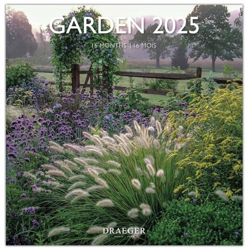 DRAEGER PARIS   Large Wall Calendar 2025 29x29cm   Sept 2024 to Dec 2025 15 months   Written in 7 languages   Theme ‘The most beautiful gardens   Vegetable inks   FSC® certified paper