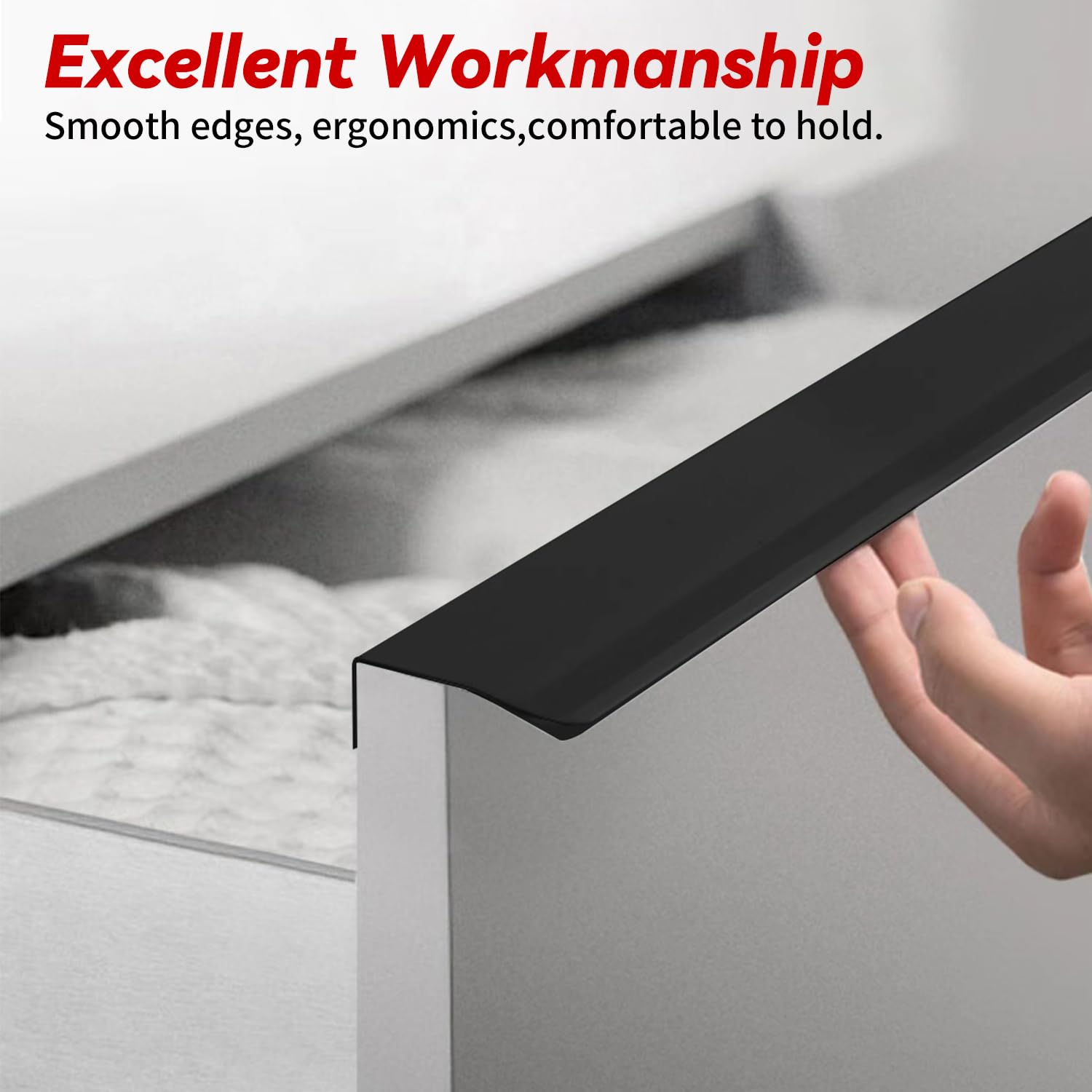 12 Maniglie Nascoste Per Mobili - Nero, Alluminio, 80mm, Per Cucina, Armadi E Cassetti, Design Moderno - Foto 8