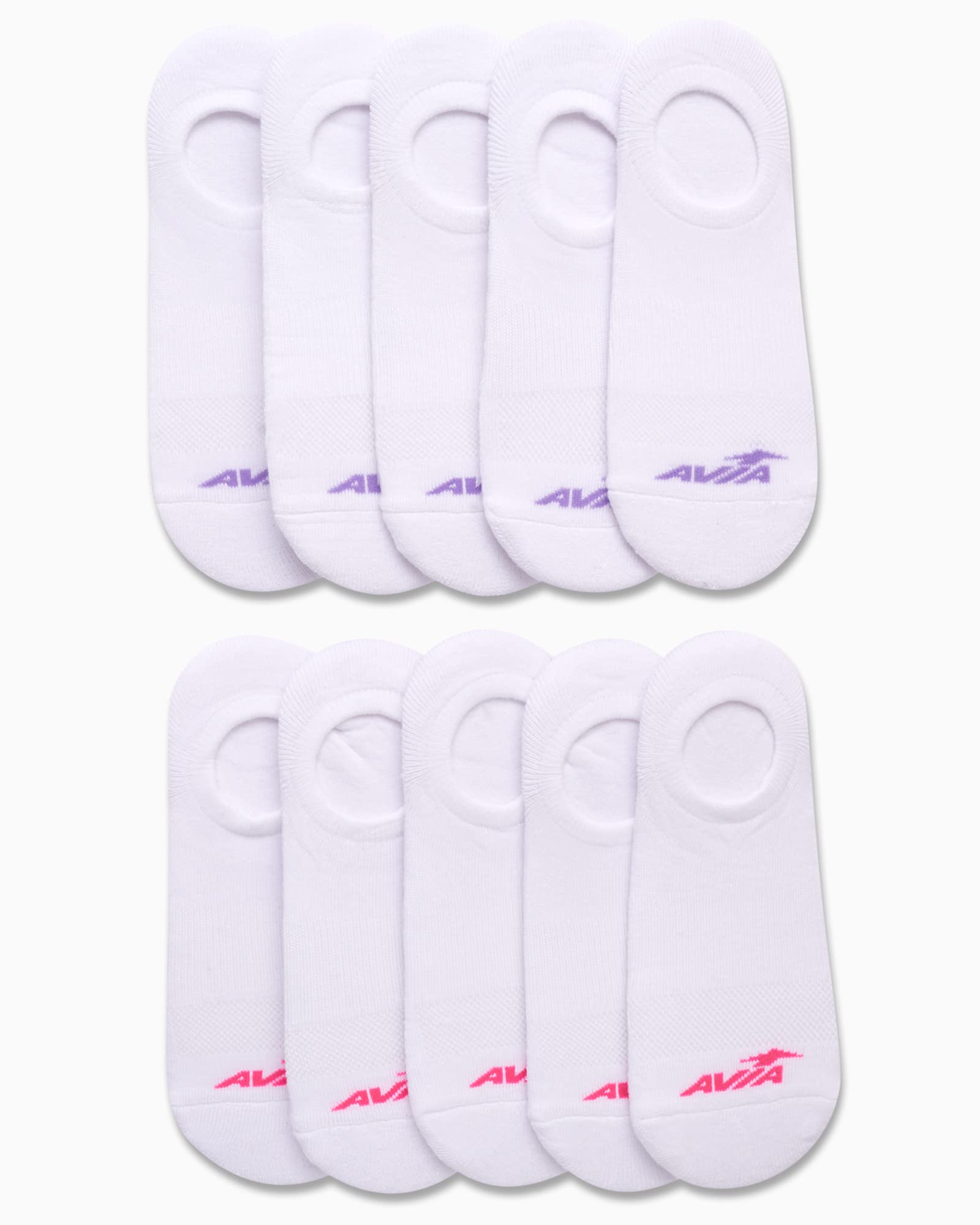 Avia Women's Low Cut Socks - 10 Pack Performance Cushioned Comfort No Show Socks - Athletic Socks for Women, Size 4-9, White Comfort