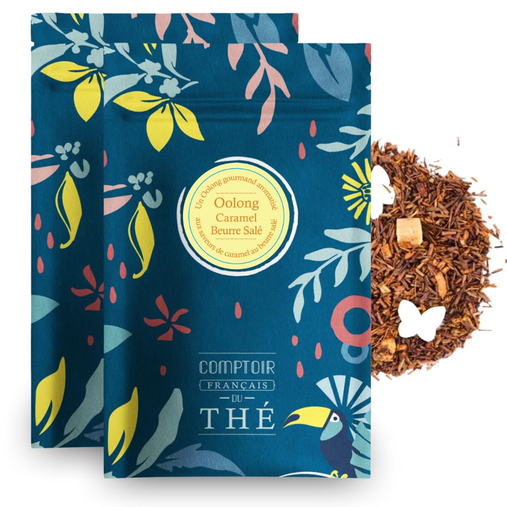 2x100g de Thé semi-fermenté - Oolong Caramel COMPTOIR FRANÇAIS DU THÉ | Notes de au caramel beurre salé - Très gourmand, notes de caramel beurre salé - Thé en vrac, sachet zip refermable