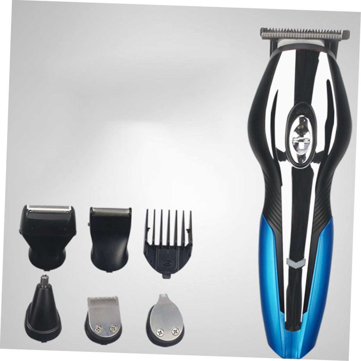 Set Rasoio Elettrico Uomo Multifunzione USB Ricaricabile, Kit Cura Viso con Epilatore Peli Naso e Pinzette, Design Portatile per Toelettatura da Viaggio