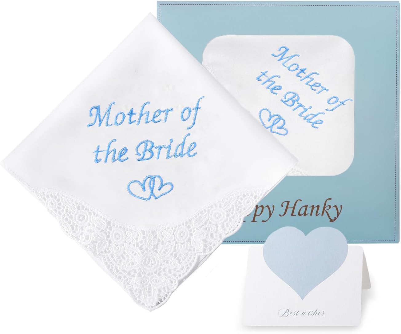 Mother of the Bride Handkerchief Wedding Handkerchiefs Something Blue Gift for Mother of the Groom Keepsake Hanky