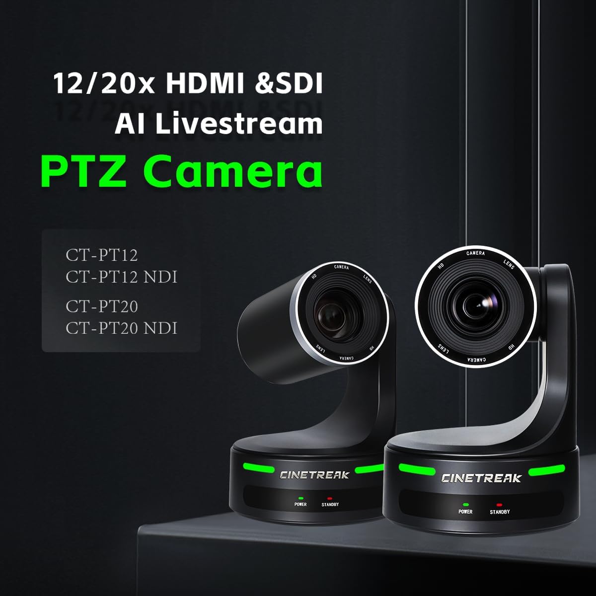 CINETREAK CTPT12 12x PTZ Camera 1080p HD with 12X Optical Zoom,Video Conference Camera,Live Streaming for Church Worship,USB HDMI IP POE Power,Compatible Video Switcher