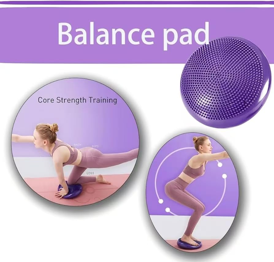 Erwachsene Balancekissen Ballsitzkissen mit Luftpumpe, Durchmesser 33cm Balance Training Yoga Matte Massage Board Physiokissen für Core, Koordination, Fitness Rückentraining Pad (Lila)