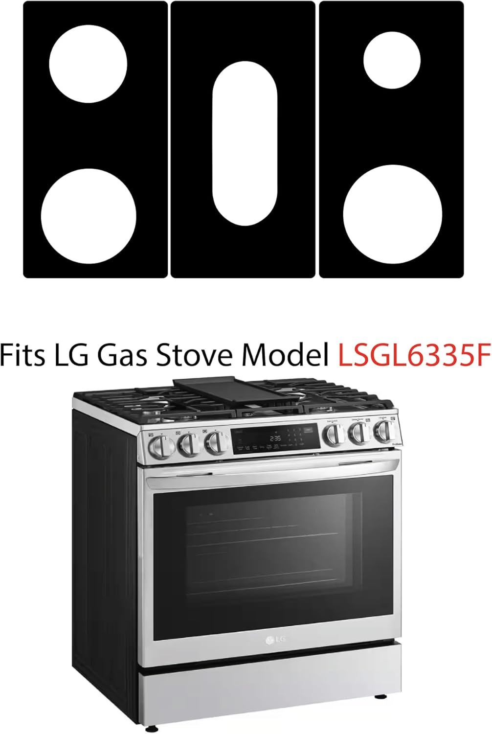 Premium Plus Stove Protectors for LG Gas Range Model LSGL6335F, Custom Cut, Easy to Clean Stove Liner, Made in the USA.