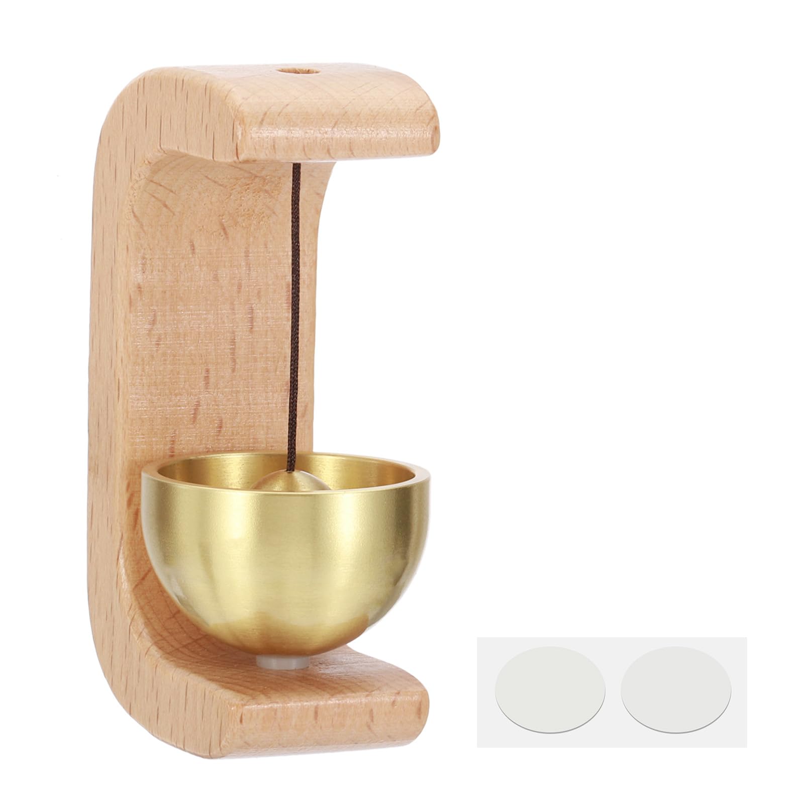 PATIKIL Shopkeepers Bell, Wood Door Chime Hanging Magnetic Door Bell Jingle Bells Metal Doorbell with Self-Adhesive for Door Opening Business When Entering Decoration, Beige, C Shape