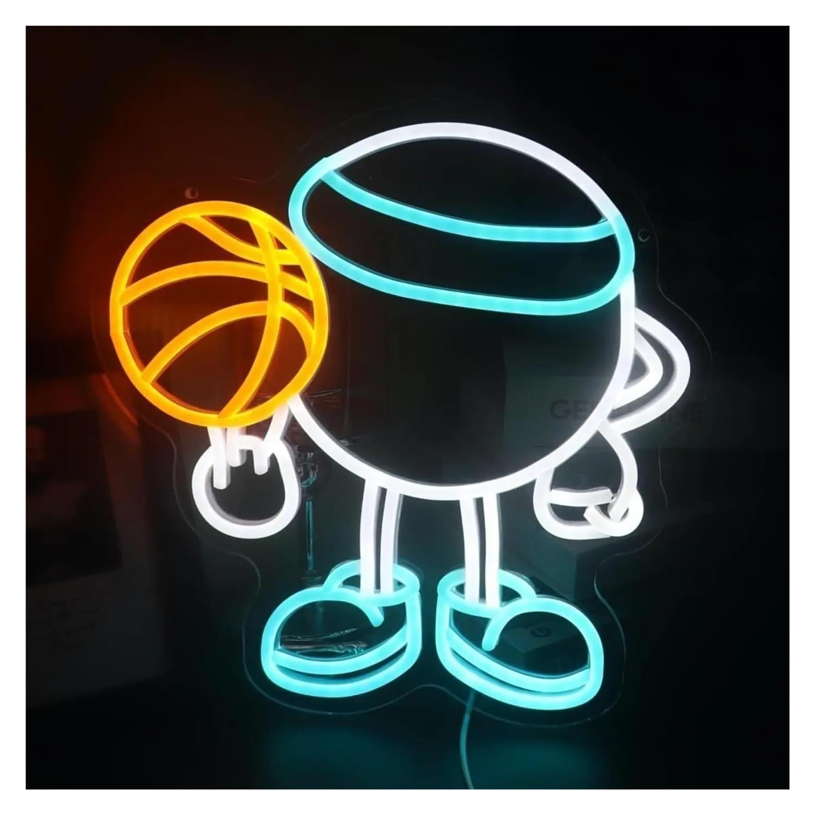 LEMST Sign Lamp Basketball Neon Light USB Powered, Adjustable Brightness, for Game Rooms, Sports Bars 33x33cm