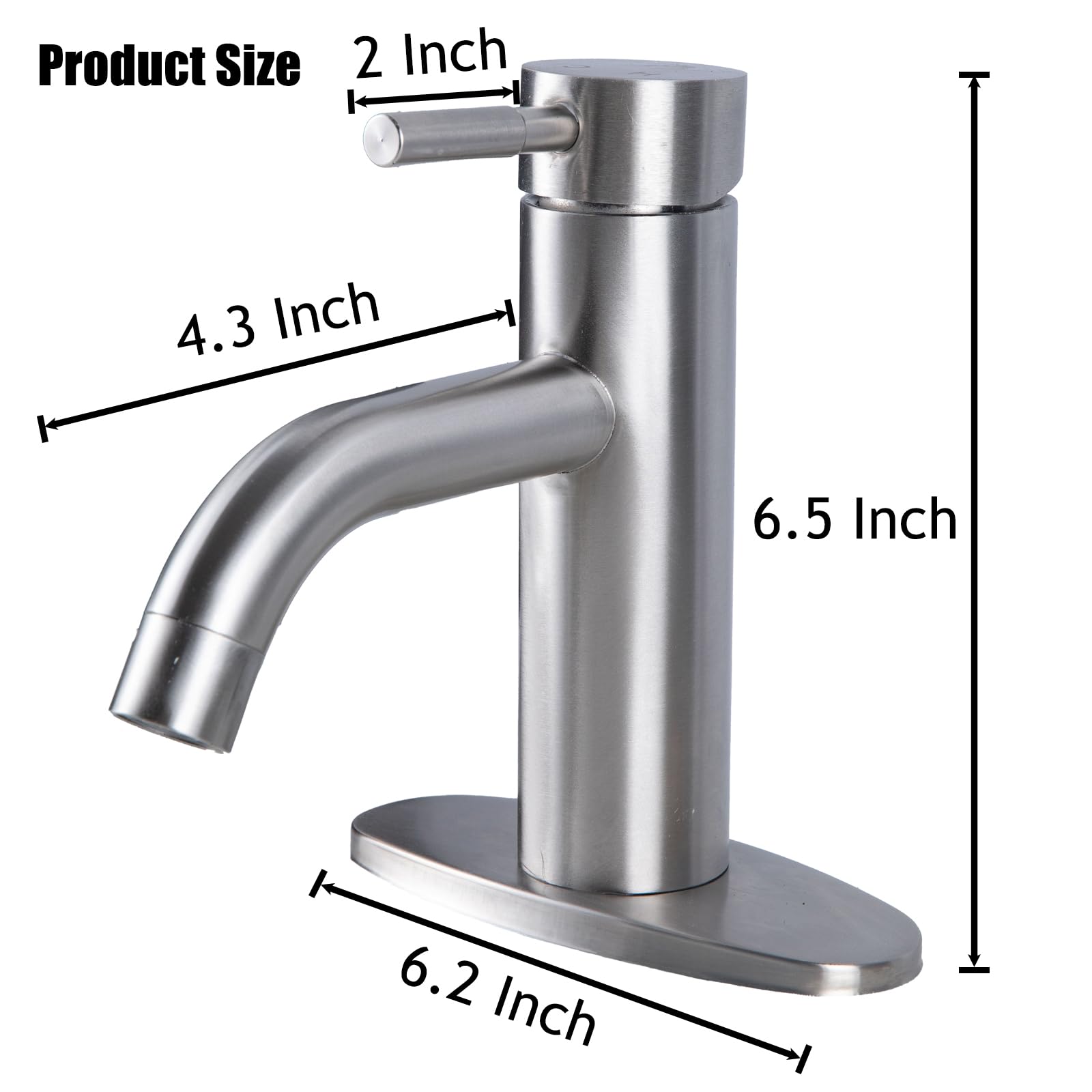 HOTIS - Grifo de baño de níquel cepillado, grifo de fregadero de un solo agujero con drenaje emergente, adecuado para instalación de 1 o 3 agujeros, para fregadero de baño, RV y tocador