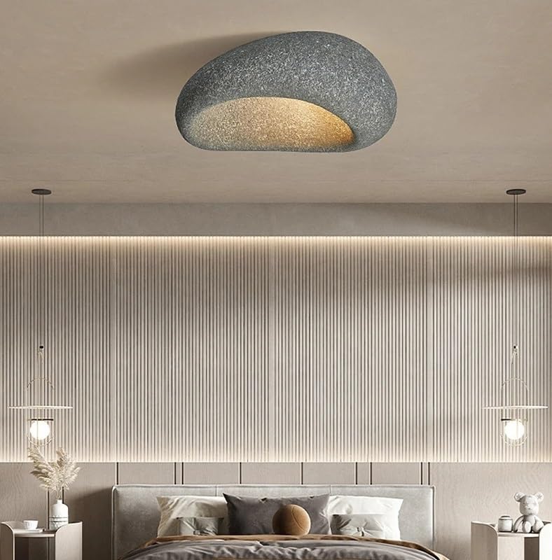 Plafonnier LED rétro gris foncé corail rouge pour salon et chambre
