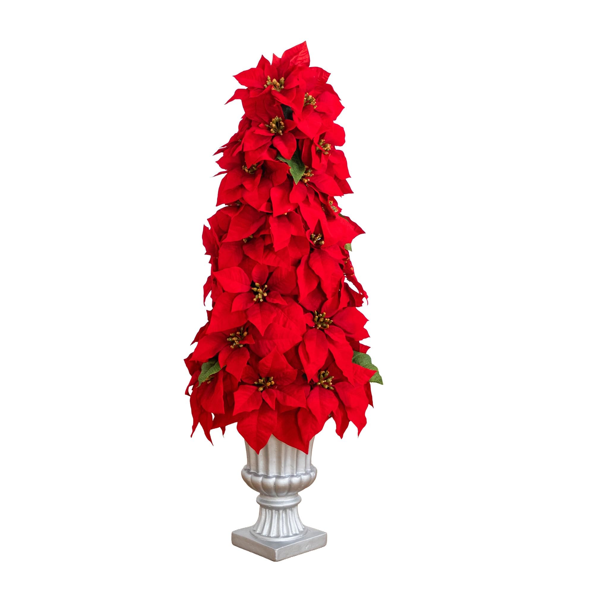 Nearly Natural 39in. Artificial Christmas Poinsettia Tree in Urn