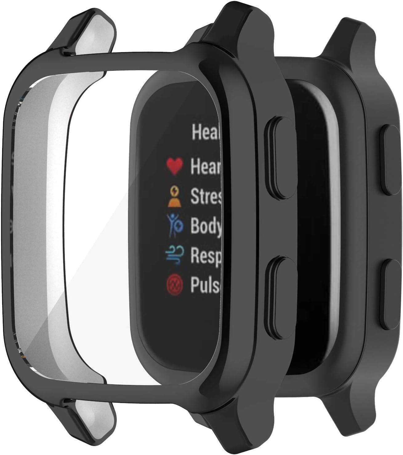 Garmin Venu Sq EZCO 2-Pack Screen Protector Case Compatible With /Venu Sq Mic, Full Coverage Soft TPU Case Protective Screen Cover Bumper Frame For GPS Smartwatch Venu Sq 2 Screen Protector