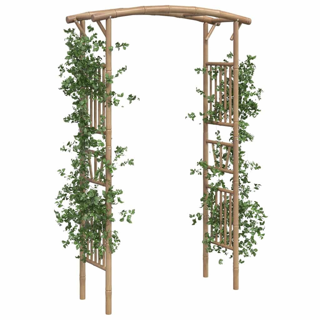 Rosenbogen Bambus 118x40x187 cm, Stabiler Bambus Bogen für Kletterpflanzen im Landhausstil, wetterbeständige Gartenlaube für Terrasse und Hof, dekorativ mit Lichterketten