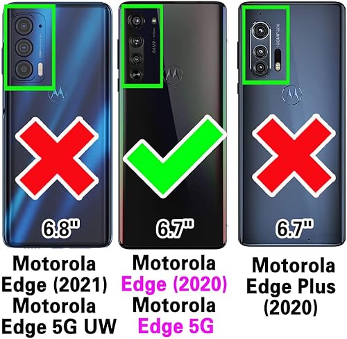 Miniatura 2 de Asuwish Funda compatible con Motorola Moto Edge 5G 2020 y protector de pantalla de vidrio templado, funda abatible para tarjetas de crédito, soporte