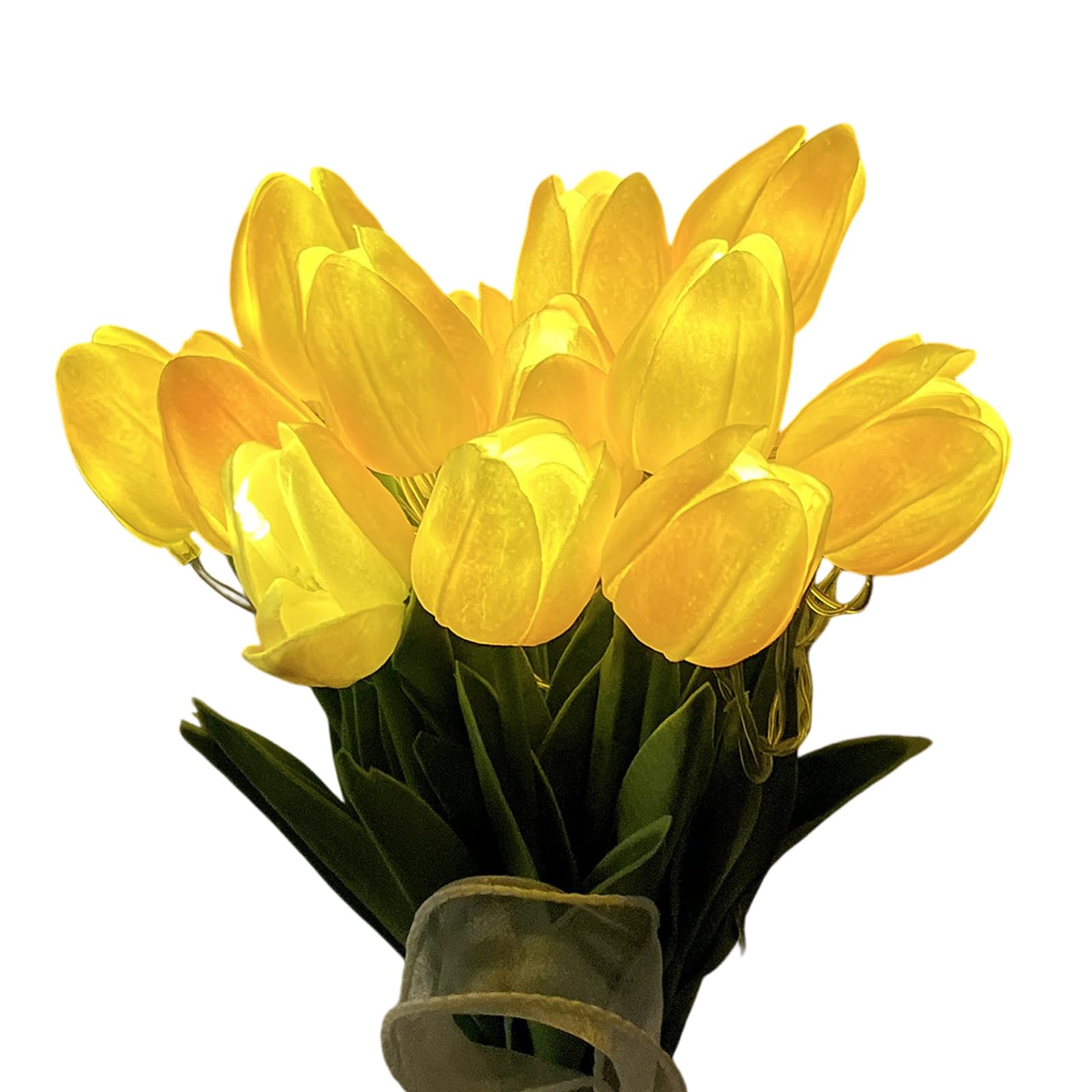 Piceioep 15PCS Warm White LED Tulips Night Lights Flexible Stems Indoor Outdoors Decoration Dimmable Blossomy Night Lamps Dimmable Blossomy Lamps