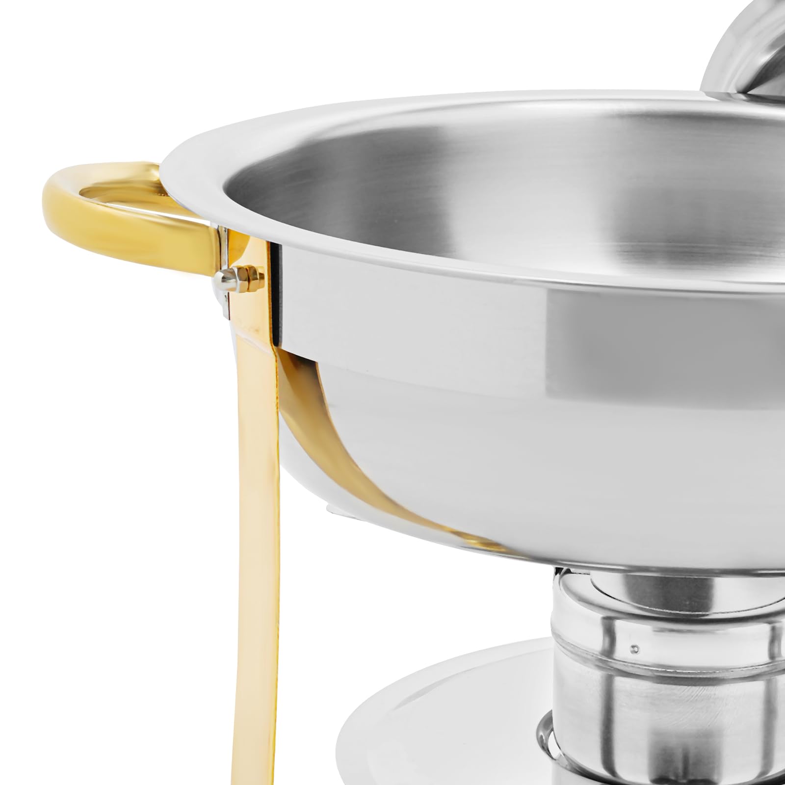 Set da 4,5 l Chafing Dish Buffet in acciaio inox, contenitore termico rotondo, per catering, buffet e feste (oro/set da 2)