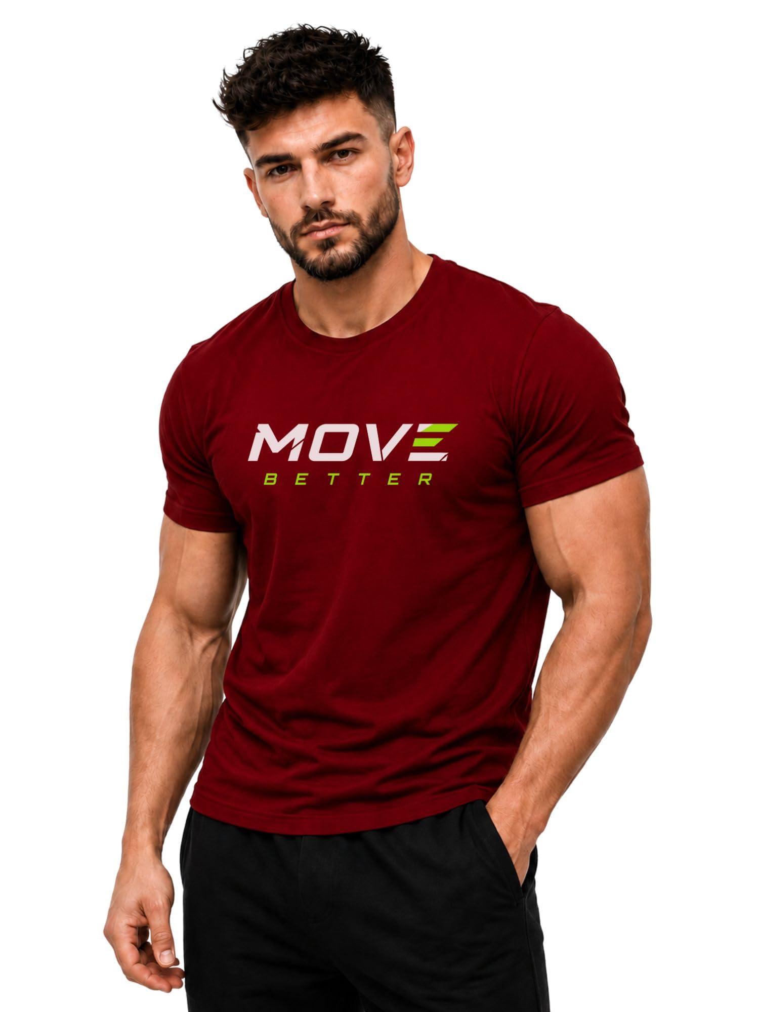 3Colors Men's Active Polyester Sports T-Shirt | Quick Dry Moisture Wicking Gym Workout Running Training Round Neck Athletic Tee-Move Better-picture-18