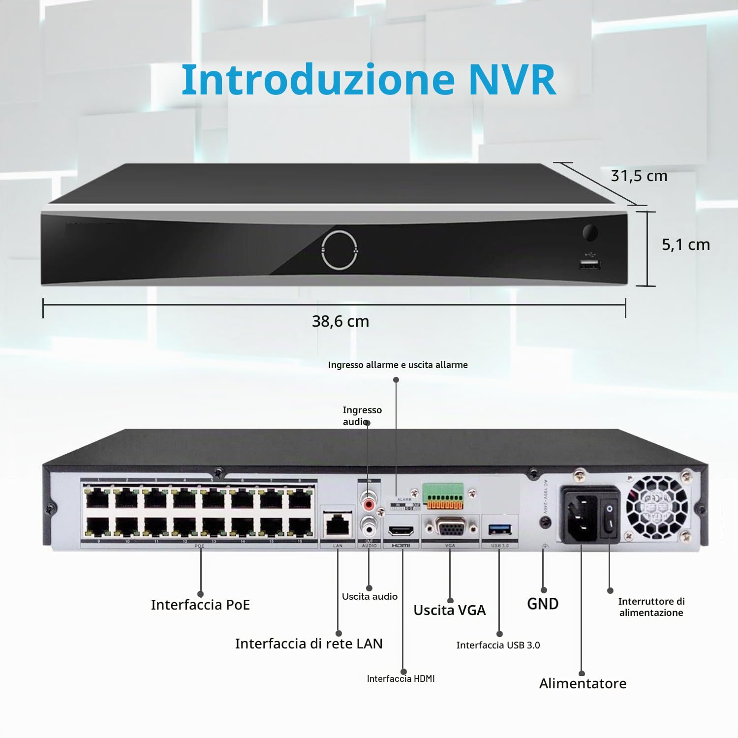 DS-7616NXI-K2/16P Videoregistratore di rete 16 canali 4K 16 canali PoE AcuSense NVR Rilevamento umano/veicolo Compatibile con telecamera IP HIK Vision (senza disco rigido)