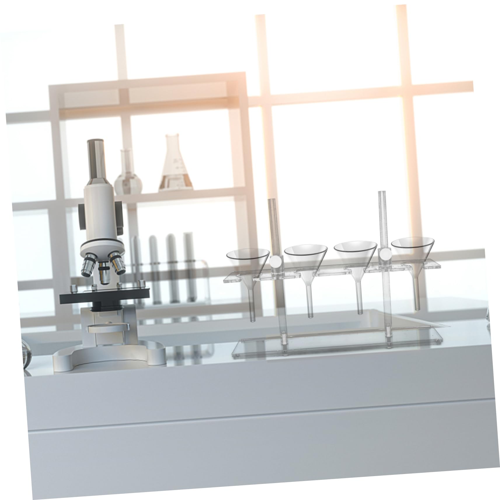 Trechterhouder, in hoogte verstelbaar trechterrek, laboratoriumfixeeraccessoires met 4 gaten, scheidingstrechterstandaardhouder, laboratoriumaccessoires, trechterdisplayhouder