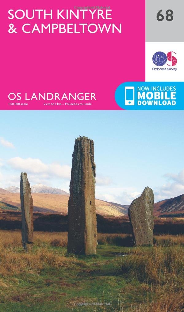 South Kintyre & Campbeltown Map | Mull of Kintyre | Ordnance Survey | OS Landranger Map 68 | England | Walks | Cycling | Days Out | Maps | Adventure