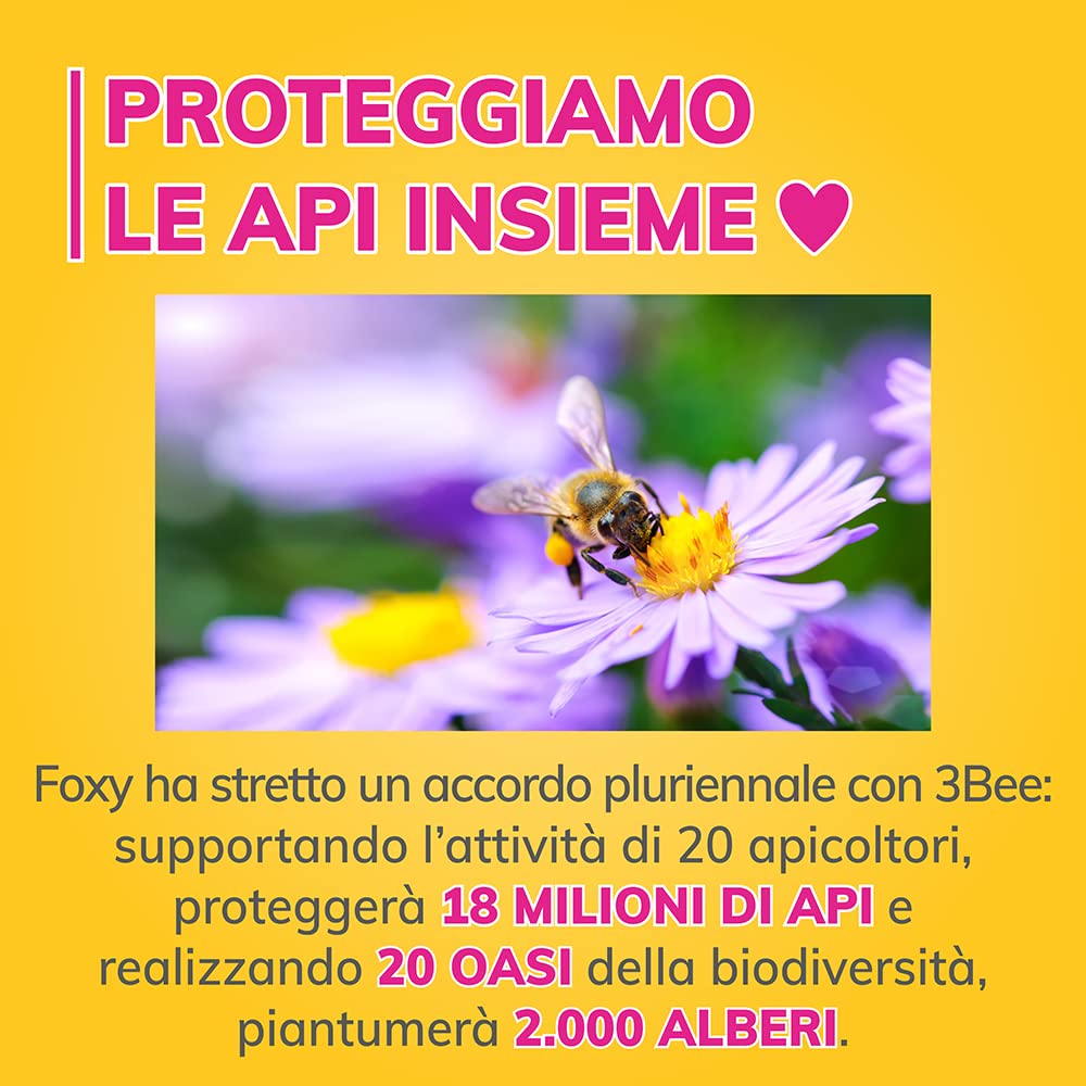 Foxy Love the Bee | Carta igienica 56 rotoli da 225 strappi | 2 veli elevato spessore | FSC |100% Energia elettrica rinnovabile| Confezione riciclabile prodotta con plastica riciclata, 1 item