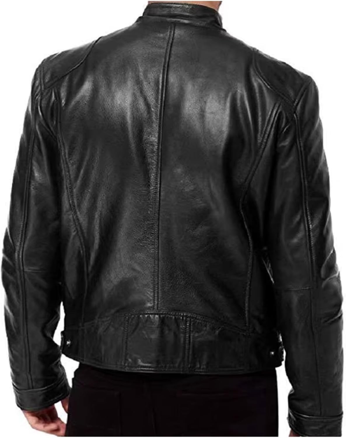 liyun jacket Men Zip Up Faux Leather Jacket Stand Collar Fall Winter Motorcycle Jacket Casual Solid Color Biker Coats