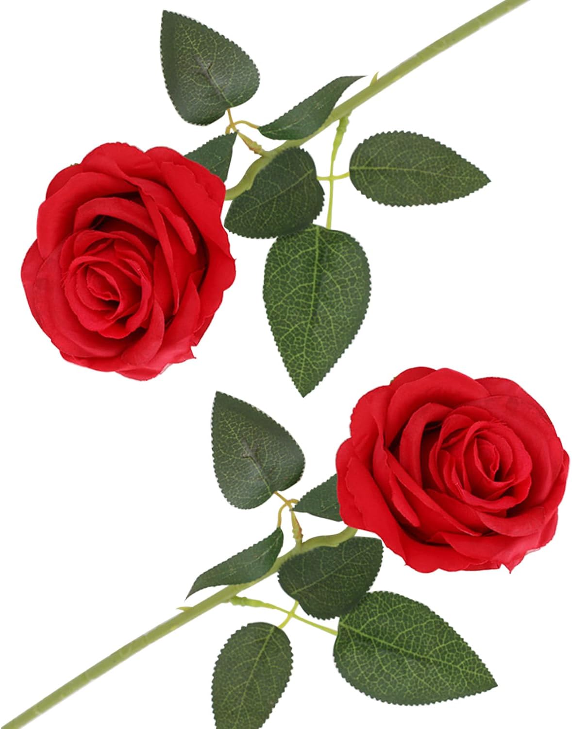 2PCS Red Artificial Rose Flowers, Artificial Rose with Stem, Realistic Decorative Flowers for Wedding, Home, Garden, Birthday Party Decoration (Red)