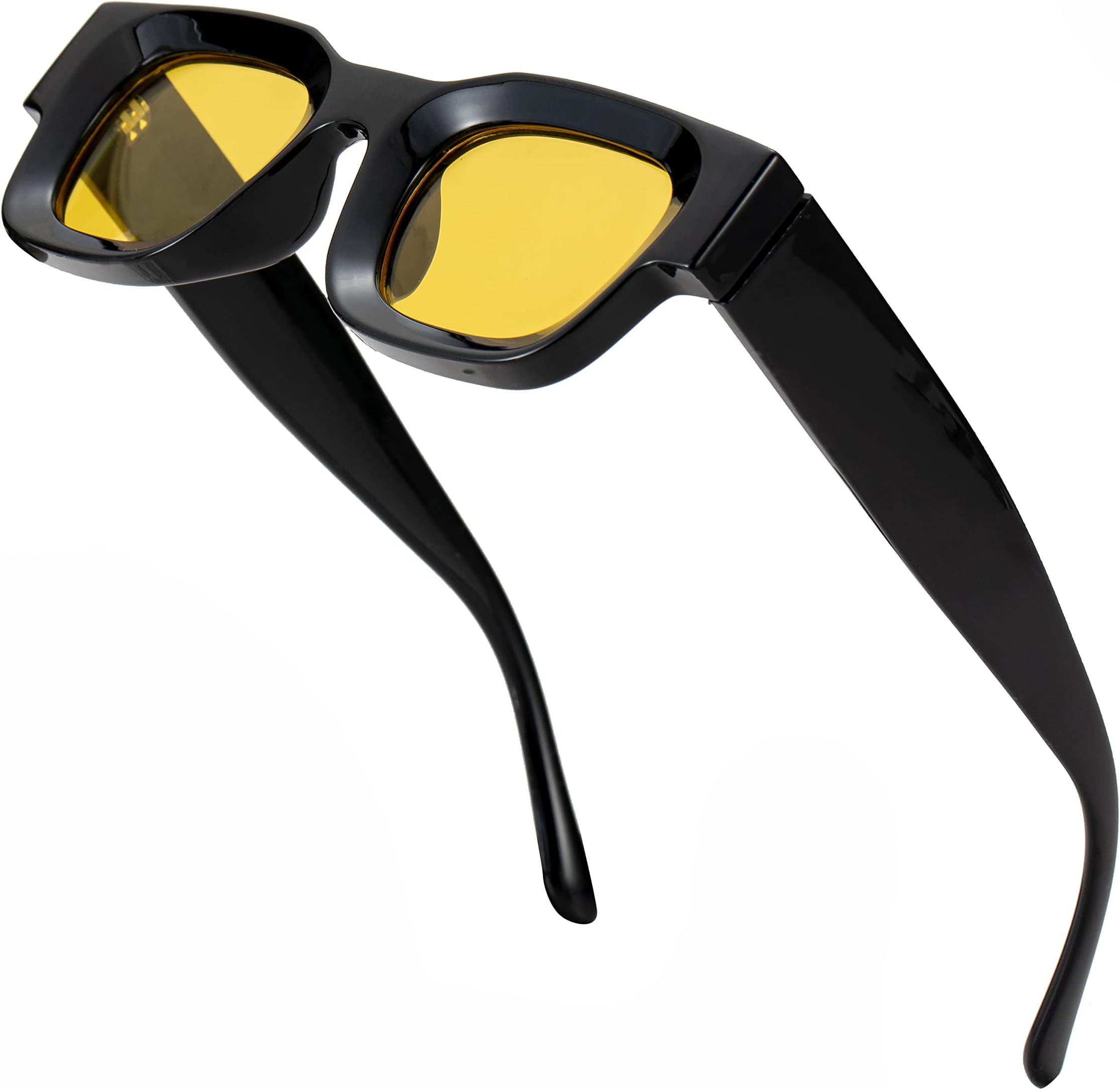 Retro Rectangle Polarized Sunglasses for Small Face Women Men Chunky Square Thick Frame Glasses UV400 Protection