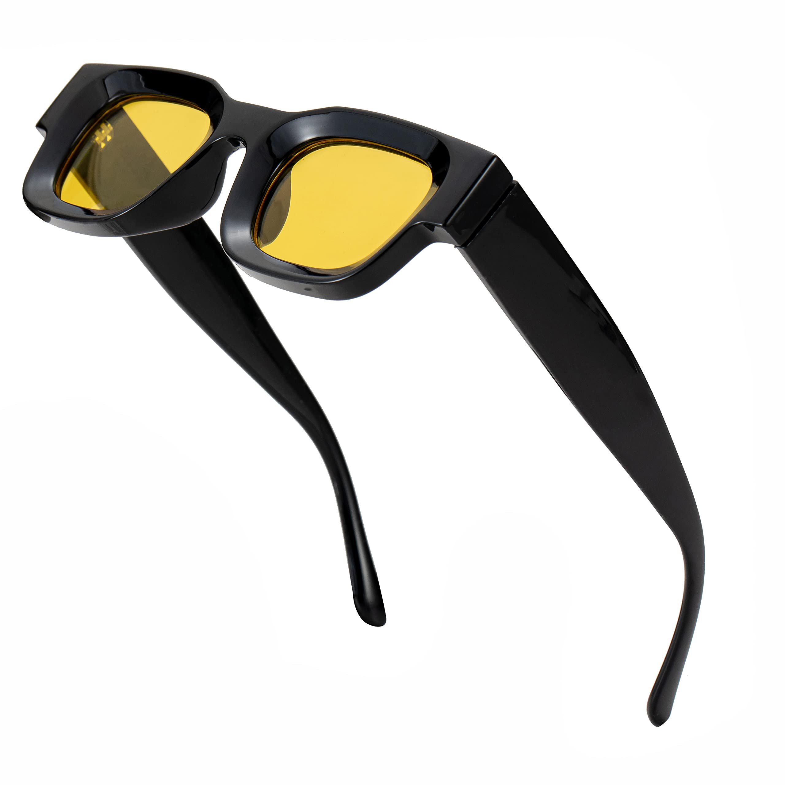 Retro Rectangle Polarized Sunglasses for Small Face Women Men Chunky Square Thick Frame Glasses UV400 Protection