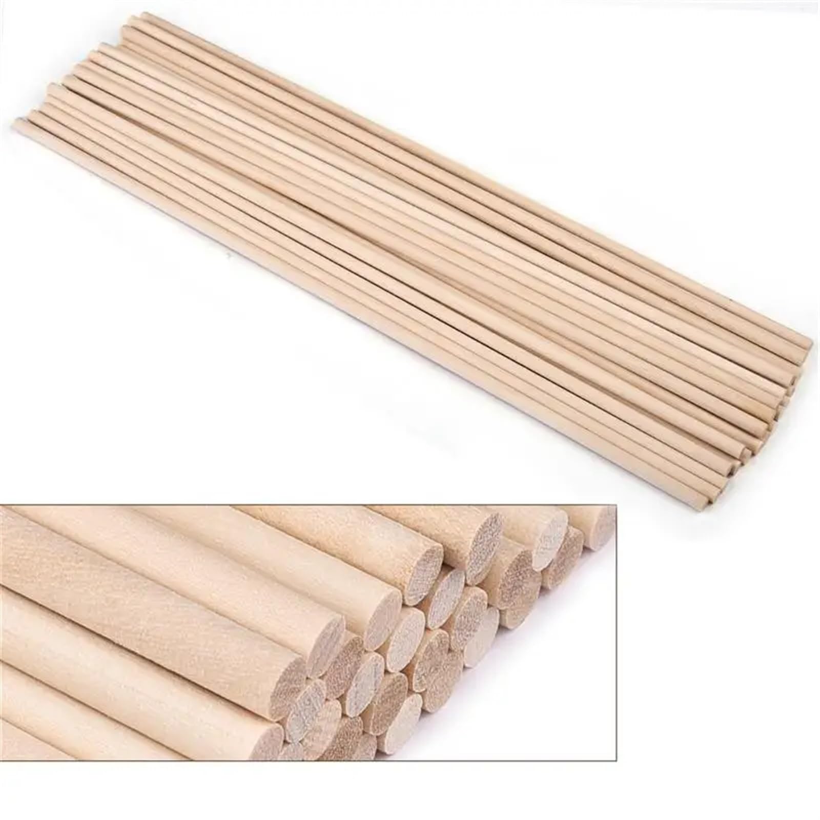 Weitingkkk One Color Wooden Sticks For Crafts, Wooden Dowels Craft Sticks 3Mm And 5Mm Dia 100-300Mm Length(5X300 Mm 25Pcs)