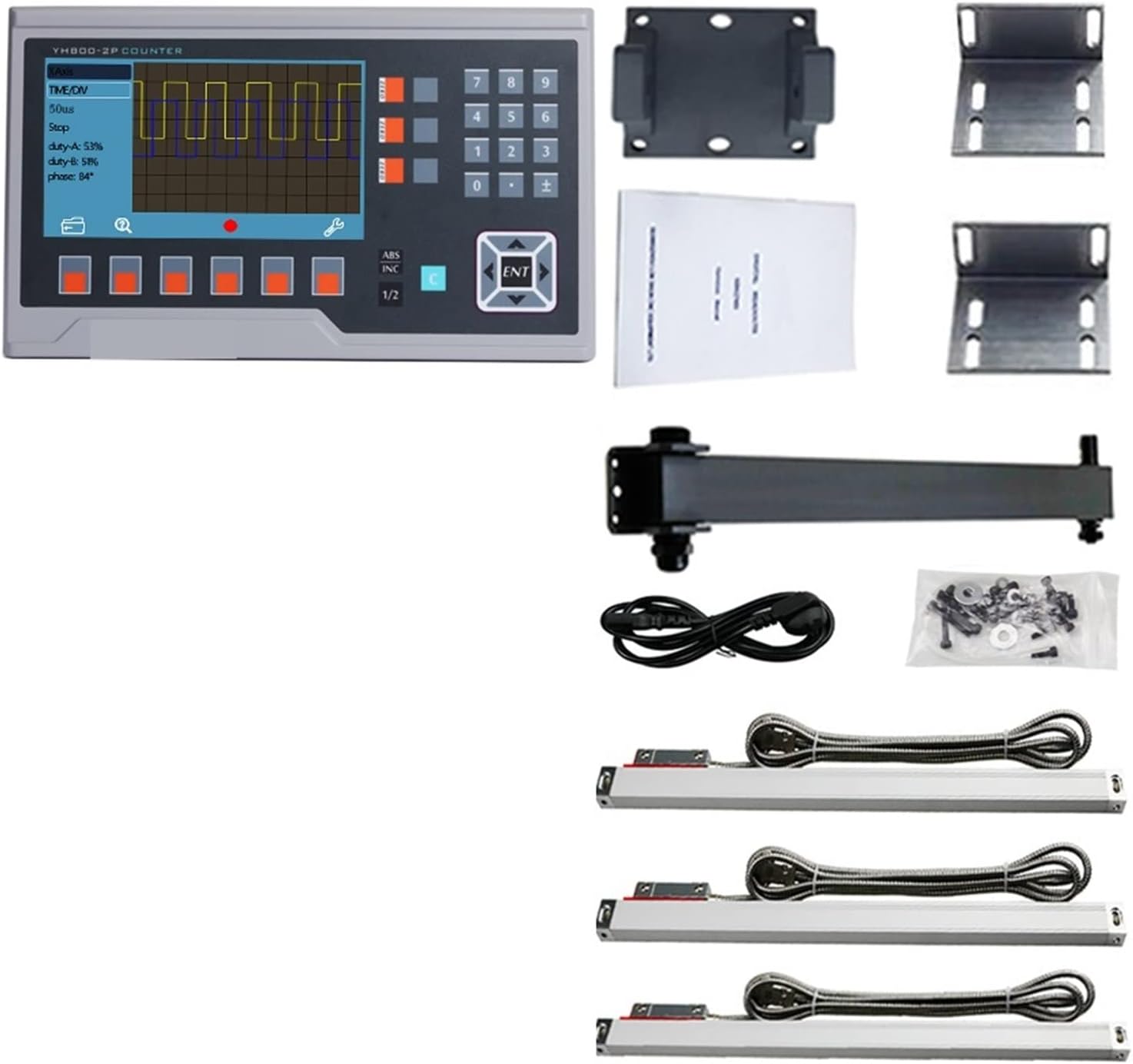 Metal LCD Digital Readout Set DRO Display with 3 PCS Linear Scales Lines Encoder Working Length 50mm to 1000mm - Machinist Tools(1 Big LCD DRO Set)